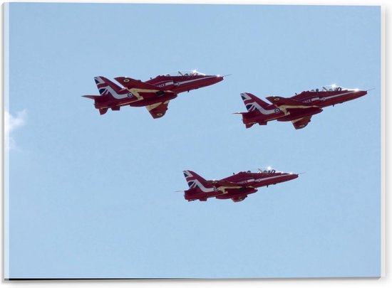 Acrylglas - Rode Amerikaanse Vliegtuigen in de Lucht - 40x30cm Foto op Acrylglas (Met Ophangsysteem)