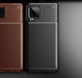 Samsung Galaxy A42 Siliconen Carbon Hoesje Zwart