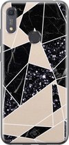 Huawei Y6 (2019) hoesje siliconen - Abstract painted | Huawei Y6 (2019) case | zwart | TPU backcover transparant