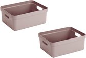 4x boîtes de rangement roses / boîtes de rangement / paniers de rangement en plastique - 24 litres - paniers de rangement / boîtes / bacs - rangement
