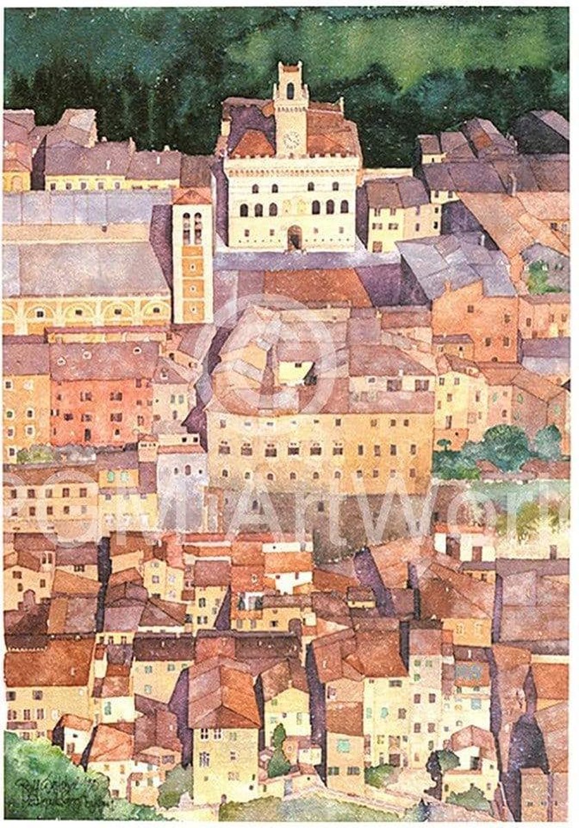 PGM Kunstdruk Ralf Westphal - Mittelalterliche Bergstadt Montepulciano, Toskana 30x40cm Divers