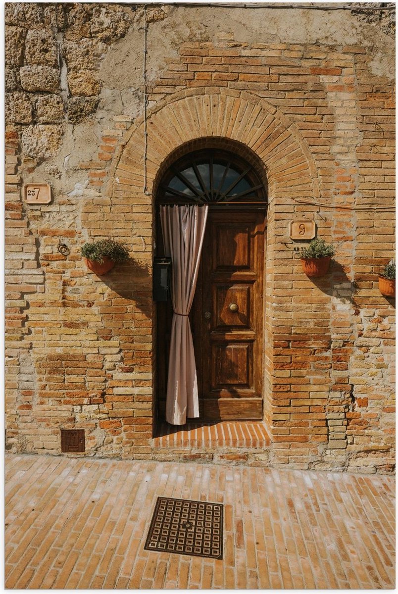 Poster – Voordeur Klein Bruin Huisje - 80x120cm Foto op Posterpapier