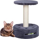 relaxdays petit poteau à gratter - meubles à gratter avec speelgoed - poteau à griffer moderne pour chat - sisal - gris rond