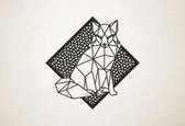 Line Art - Vos met achtergrond - S - 45x45cm - Zwart - geometrische wanddecoratie