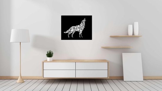 Line Art - Wolf square 4 - L - 82x103cm - décoration murale géométrique