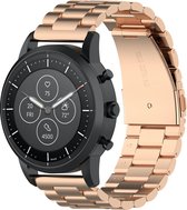 Huawei watch GT drie stalen schakel beads band - rose goud - 18mm bandje - Horlogeband Armband Polsband