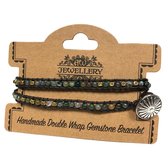 Dubbele Wikkelarmband - Multi Moss Agate