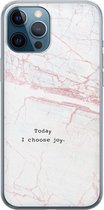 iPhone 12 Pro hoesje siliconen - Today I choose joy - Soft Case Telefoonhoesje - Tekst - Transparant, Grijs