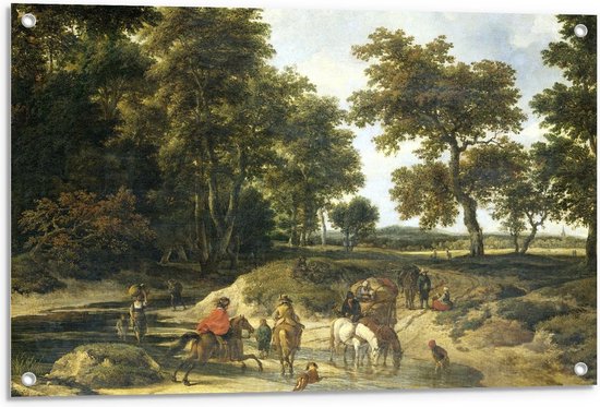 Tuinposter – Oude Meesters - De voorde, Jacob Isaacksz van Ruisdael, 1650 - 1682 - 90x60cm Foto op Tuinposter  (wanddecoratie voor buiten en binnen)