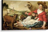 Canvas  - Oude Meesters - De herderin, Jacob Gerritsz. Cuyp, 1628 - 90x60cm Foto op Canvas Schilderij (Wanddecoratie op Canvas)