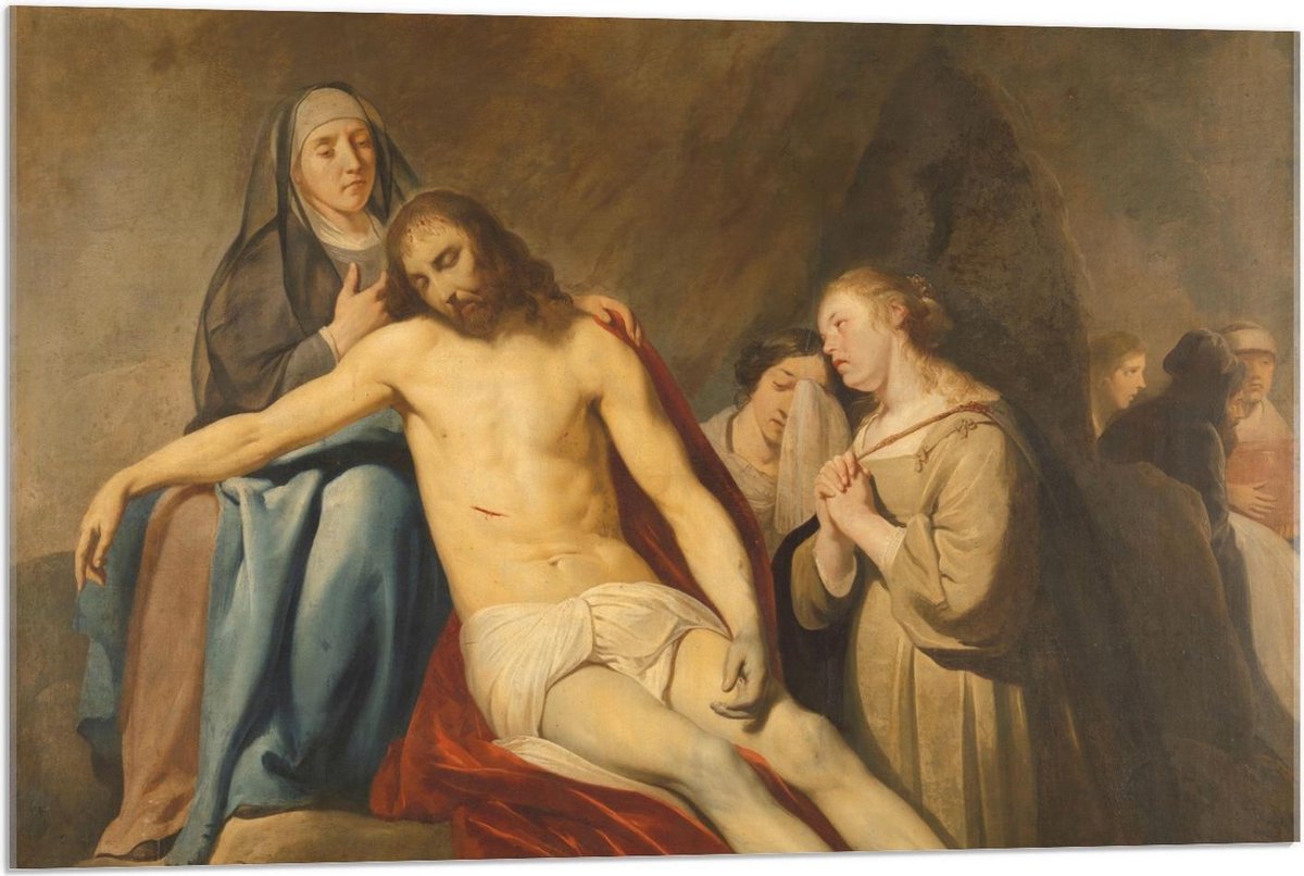 KuijsFotoprint Acrylglas - Oude meesters - De bewening van Christus, Pieter Fransz. de Grebber - 90x60cm Foto op Acrylglas (Wanddecoratie op Acrylglas) Rood