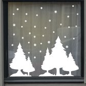 Raamstickers kerst WIT 60x60 Herbruikbaar | Kerst Raamdecoratie Sneeuwvlokken | Kerstboom sticker
