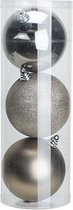 KERSTBALLEN SET 3 STUKS | KERSTVERSIERING | MIX CHAMPAGNE | D15 CM | KUNSTSTOF