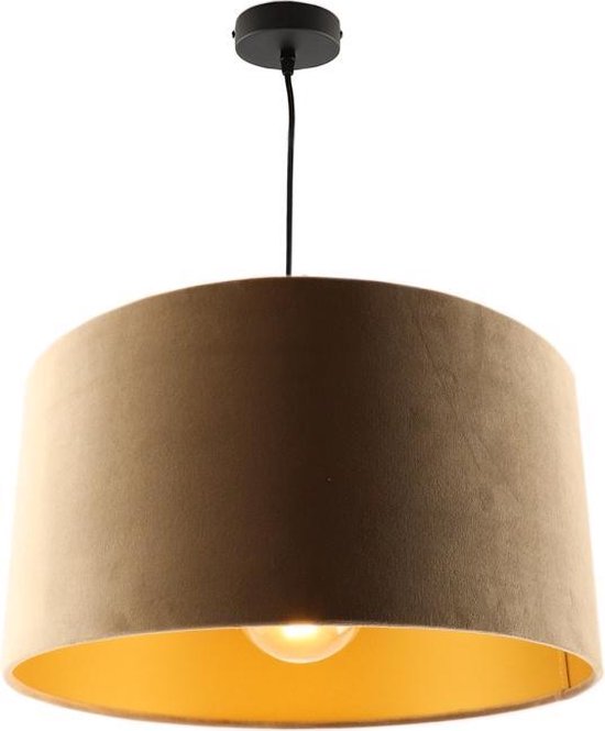 Olucia Urvin - Moderne Hanglamp - Stof - Goud;Taupe - Rond - 50 cm