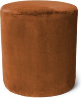 ESSENZA Furry Poef Leather Brown - Round
