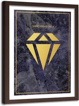 Foto in frame , Shine bright like a diamond , 80x120cm , zwart geel , wanddecoratie