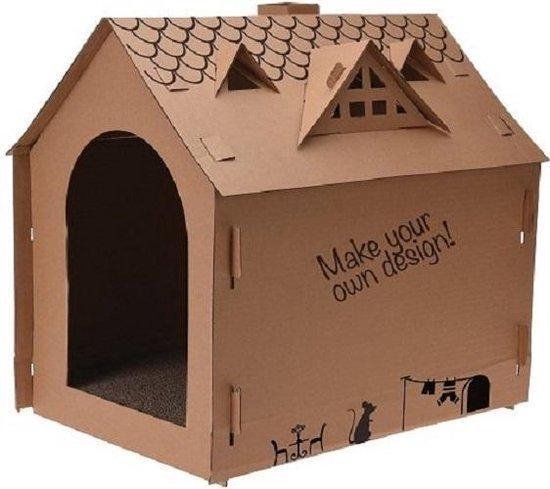Intuïtie Gang Weerkaatsing Kattenhuis - Kattenmand - Katten Slaapplaats - Karton - Make Your Owne  Design - 48x44x36cm | bol.com