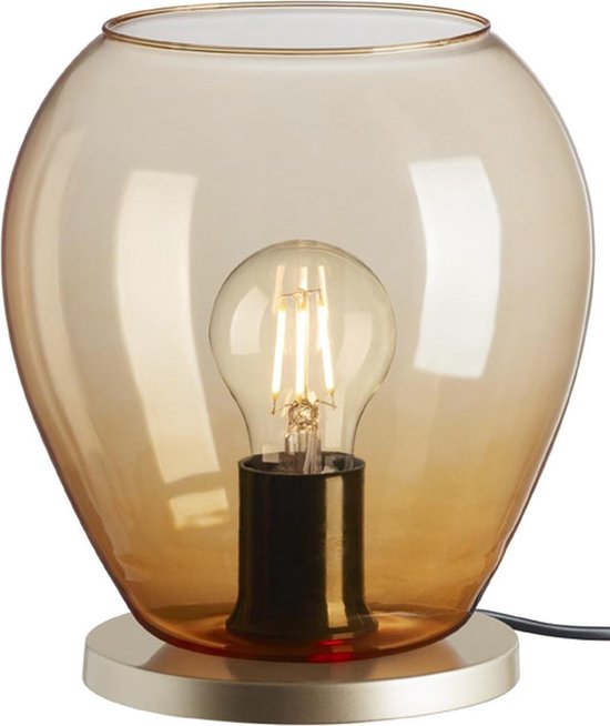 Vermomd Vertrouwen grond Tafellamp - Home Sweet Home Ovaal - Amberkleurig transparant glas - Glazen  kelk lamp -... | bol.com