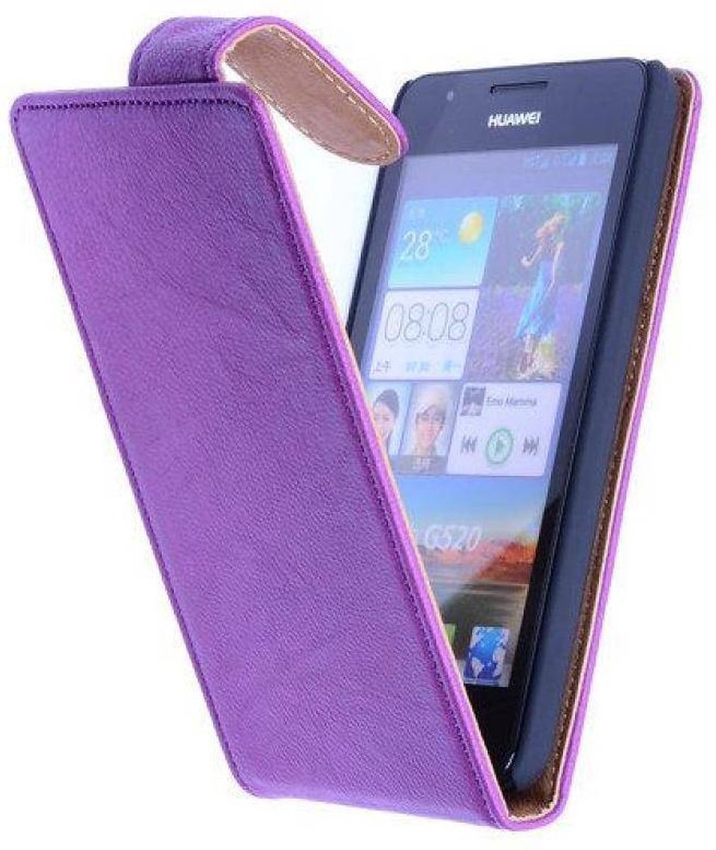 Washed Leer Classic Hoesje - Geschikt voor HTC One Mini M4 Paars