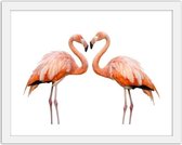 Foto in frame Flamingo liefde, 3 maten, roze/wit, Premium print