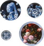Wandborden mix 5 gouden eeuw set van 4| Heinen Delfts Blauw | Wandbord | Delfts Blauw bord | Design |