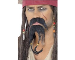 Smiffys Snor en Baard Set Pirate Zwart