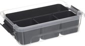 Five® Opbergboxen 1.5 liter met 4 uitneembare bakjes - 1.5 liter - 4 inzetbakjes - Sorteervakken, Stapelbaar, Met deksel