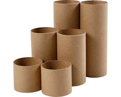 Rollen van karton, l: 4,7+9,3+14 cm, d: 5 cm, 6stuks, dikte 1 mm
