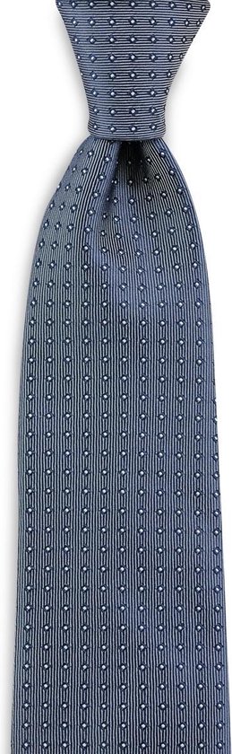 We Love Ties - XL Stropdas Inflation Rate - geweven zuiver zijde - blauw / grijs / wit