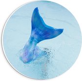 Forex Wandcirkel - Blauwe Zeemeermin staart in het Water - 20x20cm Foto op Wandcirkel (met ophangsysteem)