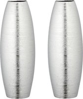 Set van 2x stuks hoge matte zilveren ronde keramiek 41 x cm Zilver -... | bol.com
