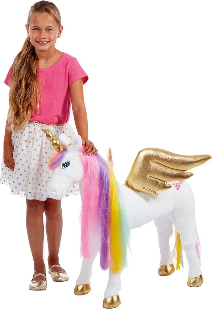 Groot speelgoed Barbie licorne ailes blanches et son 70cm - Barbie  speelgoedeenhoorns