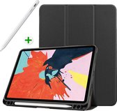 Case2go - Tablethoes en Active stylus Pen geschikt voor iPad Air 10.9 2020/2022 - 10.9 inch - iPad Hoesje met stylus pen houder en Active Stylus - Zwart