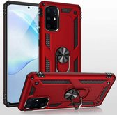 Anti-Shock Hybrid Ring Armor Hoesje Geschikt voor: Samsung Galaxy A71- rood