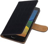 Wicked Narwal | Croco bookstyle / book case/ wallet case Hoes voor Motorola Moto G5 Plus Zwart