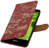 Wicked Narwal | Lace bookstyle / book case/ wallet case Hoes voor Huawei Nova 2 Plus Rood