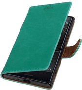 Wicked Narwal | Premium TPU PU Leder bookstyle / book case/ wallet case voor Sony Xperia  XZ Premium Groen