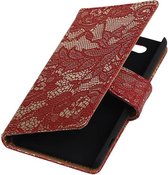 Wicked Narwal | Lace bookstyle / book case/ wallet case Hoes voor sony Xperia Z4 Compact Rood