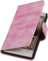 Wicked Narwal | Lizard bookstyle / book case/ wallet case Hoes voor Huawei Huawei Ascend G6 4G Roze