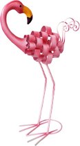 Tuinbeeld - beeld - metalen beeld flamingo - 56 cm hoog - voor huis en tuin