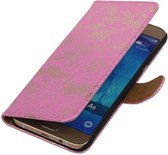 Wicked Narwal | Lace bookstyle / book case/ wallet case Hoes voor Samsung galaxy a8 2015 Roze