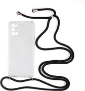Shop4 - Oppo A92 Hoesje - Zachte Back Case met Koord Zwart