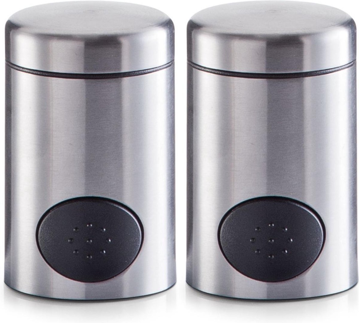 2x Zoetjes dispensers 8,5 cm RVS - Zeller - Keukenbenodigdheden - Koffie/thee drinken - Zoetstof tabletten dispensers - Zoetjes dispensers - Zeller