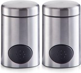 2x Zoetjes dispensers 8,5 cm RVS - Zeller - Keukenbenodigdheden - Koffie/thee drinken - Zoetstof tabletten dispensers - Zoetjes dispensers
