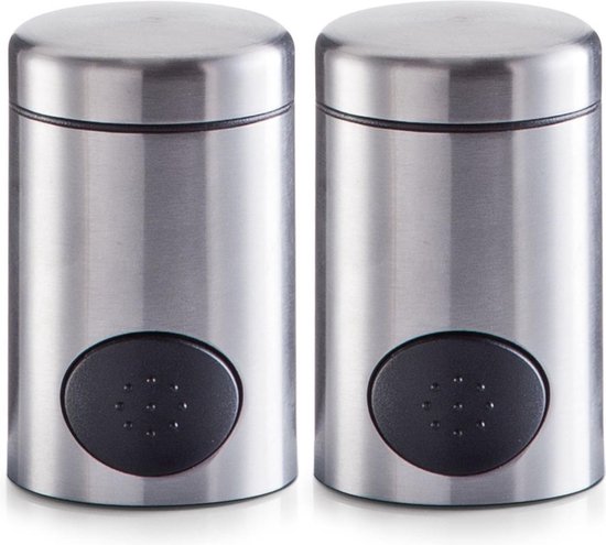 2x Zoetjes dispensers 8,5 cm RVS - Zeller - Keukenbenodigdheden - Koffie/thee drinken - Zoetstof tabletten dispensers - Zoetjes dispensers