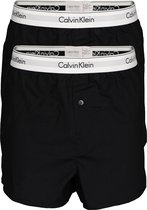 Calvin Klein Modern Cotton Slim Fit Boxer (2-pack) - wijde boxers katoen - zwart -  Maat: S