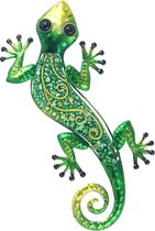 Onthewall l Salamander | metaal & glas | barok | groen | L | 30 x 14cm