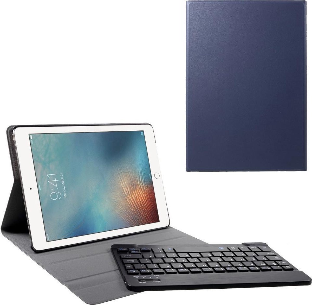 Lunso - afneembare Keyboard hoes - Geschikt voor iPad 9.7 (2017/2018) / Pro 9.7 / Air / Air 2 - Blauw - Lunso