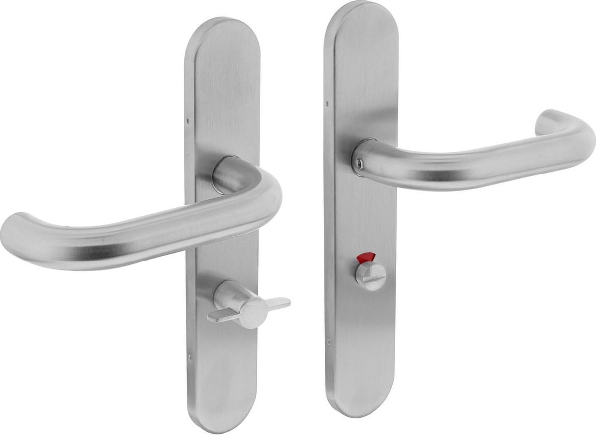Intersteel Deurkruk Rond op op schild toilet-/badkamersluiting 63 mm rvs geborsteld