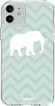 Casetastic Apple iPhone 12 / iPhone 12 Pro Hoesje - Softcover Hoesje met Design - Elephant Chevron Pattern Print